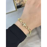 XP Gold Taşlı Çiçek Bileklik (17+2 cm)