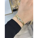 XP Gold Oval Taşlı Geçişli Bileklik (17+2 cm)