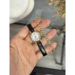 İthal Vintage Siyah Kordon Saat ve XP Bileklik Kombini