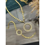 22 Ayar Çift Sıra Taşlı Tam Altınlık Kolye-Çeyrek Bileklik