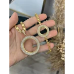 22 Ayar Çift Sıra Taşlı Tam Altınlık Kolye-Çeyrek Bileklik