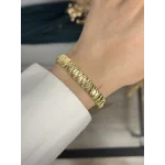 22 Ayar Kalem İşi Sıralı Dikdörtgen Bileklik (18 cm)