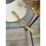 22 Ayar Tek Sıra Taşlı Örgü Kelepçe (17+3.5 cm)