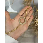 22 Ayar Yarım Altınlık Çift Sıra Taşlı Arpa Bileklik