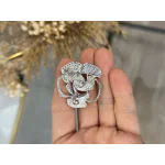 Gümüş Renk İncili Taşlı Gül Broş