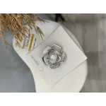 Gümüş Renk İncili Taşlı Gül Broş