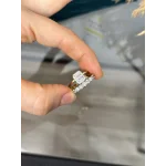 14 Ayar Kaplama İkili Tam Tur-Baget Tek Taşlı Yüzük