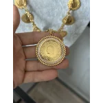 22 Ayar Arpa Kolyeli 10 Çeyrek-Çerçeveli 1 Tam Kolye (60 cm)