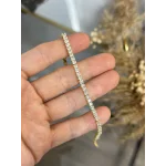 Çelik Gold Kare Taşlı Suyolu Bileklik (17+2 cm)