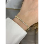 Çelik Gold Kare Taşlı Suyolu Bileklik (17+2 cm)