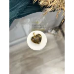 Kaplan Gözü Doğal Taş Kalpli Çelik Kolye Ucu