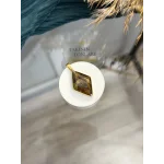 Kaplan Gözü Doğal Taş Baklava Model Çelik Kolye Ucu