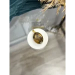 Kaplan Gözü Doğal Taş Oval Model Çelik Kolye Ucu