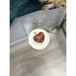 Mercan Taşı Doğal Taş Kalpli Çelik Kolye Ucu