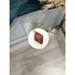 Mercan Taşı Doğal Taş Baklava Model Çelik Kolye Ucu