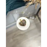 Florit Taşı Doğal Taş Kalpli Çelik Kolye Ucu