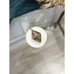 Florit Taşı Doğal Taş Baklava Model Çelik Kolye Ucu