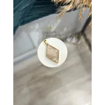 Pembe Kuvars Doğal Taş Baklava Model Çelik Kolye Ucu