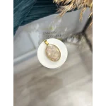 Pembe Kuvars Doğal Taş Oval Model Çelik Kolye Ucu