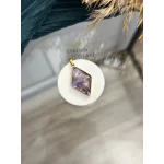 Ametist Taşı Doğal Taş Baklava Model Çelik Kolye Ucu