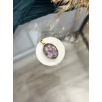 Ametist Taşı Doğal Taş Oval Model Çelik Kolye Ucu