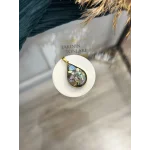 Labradorit Taşı Doğal Taş Damla Model Çelik Kolye Ucu