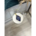 Lapis Lazuli Doğal Taş Baklava Model Çelik Kolye Ucu