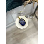 Lapis Lazuli Doğal Taş Oval Model Çelik Kolye Ucu