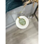 Yeşim Taşı Doğal Taş Oval Model Çelik Kolye Ucu