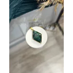 Malakit Taşı Doğal Taş Baklava Model Çelik Kolye Ucu