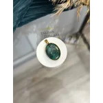 Malakit Taşı Doğal Taş Oval Model Çelik Kolye Ucu