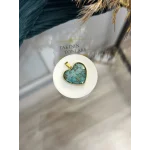 Turkuaz Taşı Doğal Taş Kalpli Çelik Kolye Ucu