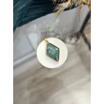 Turkuaz Taşı Doğal Taş Baklava Model Çelik Kolye Ucu