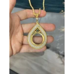 22 Ayar Yarım Altınlık Yeşil Taşlı Kolye (50 cm