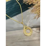 22 Ayar Yarım Altınlık Yeşil Taşlı Kolye (50 cm