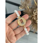Gram Altınlık Yuvarlak İşlemeli İncili Bileklik (Suyolu Hediye)