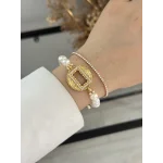 Gram Altınlık Yuvarlak İşlemeli İncili Bileklik (Suyolu Hediye)