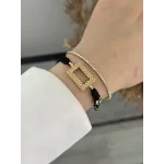 Siyah Makrome Gram Altınlık Nazarlı Bileklik (Suyolu Hediyeli)