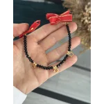 Siyah Kristal Boncuklu Damat Yakası Hediyelik