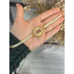 Yuvarlak Gram Altınlık Soft Yeşil Baget Bileklik