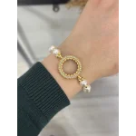 Çeyreklik Tek Sıra Taşlı Dorikali İncili Bileklik