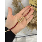 Gram Altınlık Dikdörtgen Kırmızı Baget Bileklik (17.5+3 cm)