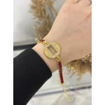Gram Altınlık Yuvarlak Kırmızı Baget Bileklik