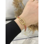 Gram Altınlık Dikdörtgen Pembe Baget Bileklik (17.5+5 cm)