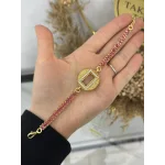 Gram Altınlık Yuvarlak Pembe Baget Bileklik (17.5+5 cm)