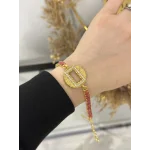 Gram Altınlık Yuvarlak Pembe Baget Bileklik (17.5+5 cm)