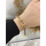 Gram Altınlık Dikdörtgen Mor Baget Bileklik (17.5+3 cm)