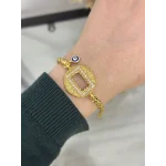 Gram Altınlık Nazarlı Yuvarlak Burgu Bileklik