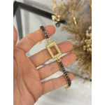 Dikdörtgen Gram Altınlık Siyah Baget Bileklik