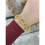 Üçlü Gram Altınlık Kare Zincirli Bileklik (16+5 cm)